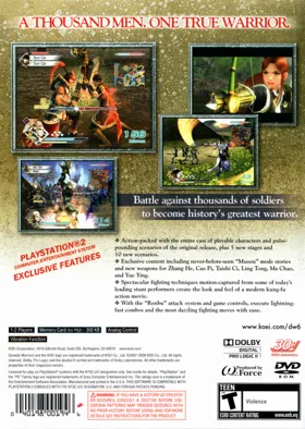 Dynasty Warriors 6 box cover back